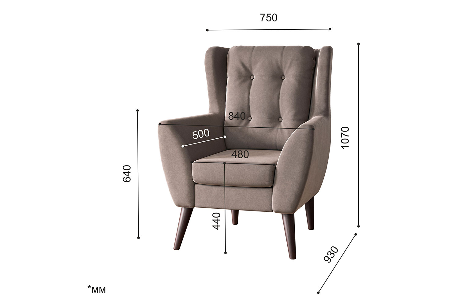 Мягкие кресла - изображение №10 "Кресло Ладога, Д4 (опоры: венге)"  на www.Angstrem-mebel.ru