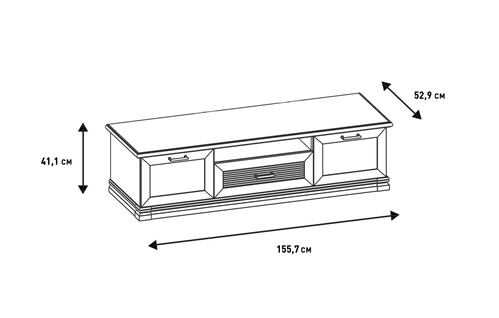 Тумбы под телевизор - изображение №12 "Тумба Кантри под телевизор с выдвижными ящиками"  на www.Angstrem-mebel.ru