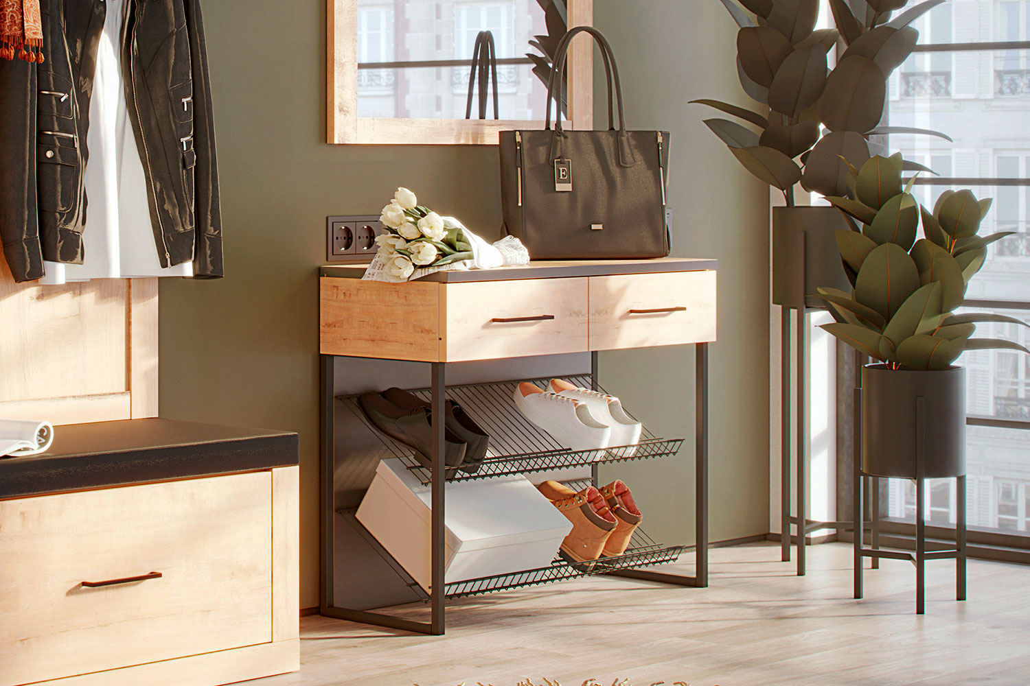 Тумбы для обуви - изображение №3 "Тумба Магнум для обуви с выдвижными ящиками"  на www.Angstrem-mebel.ru