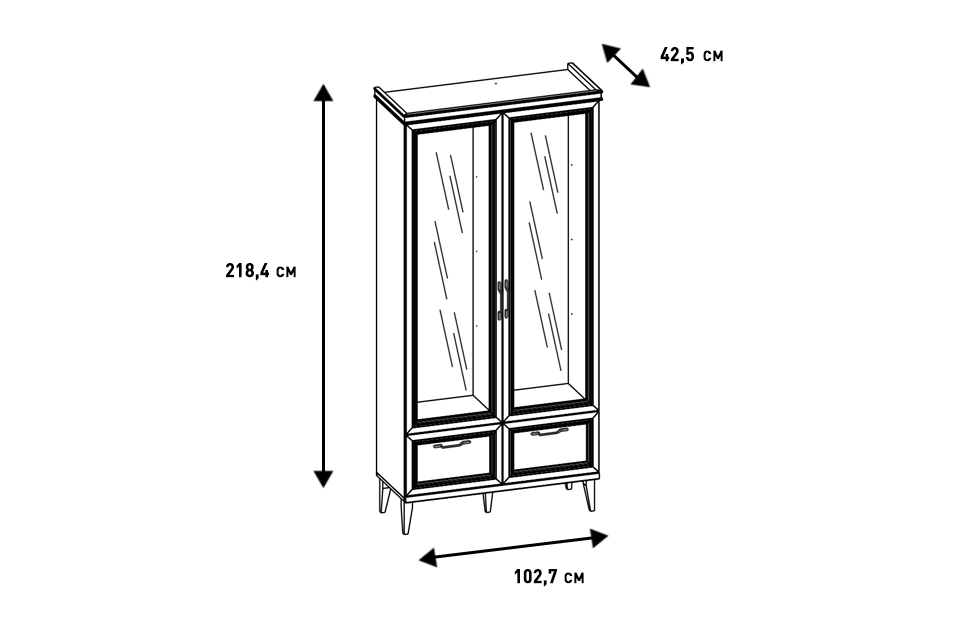 Комбинированные шкафы - изображение №4 "Шкаф Орландо с полками из стекла ОР-005.04 (3 комплекта)"  на www.Angstrem-mebel.ru