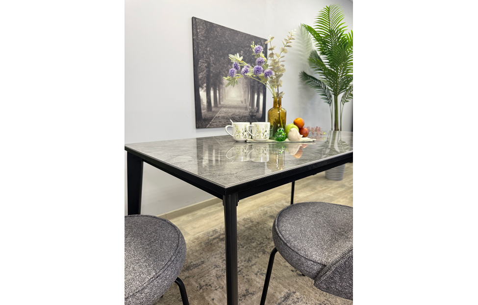 Обеденные столы - изображение №4 "Стол Дега обеденный раздвижной 140/180 серый глянец"  на www.Angstrem-mebel.ru