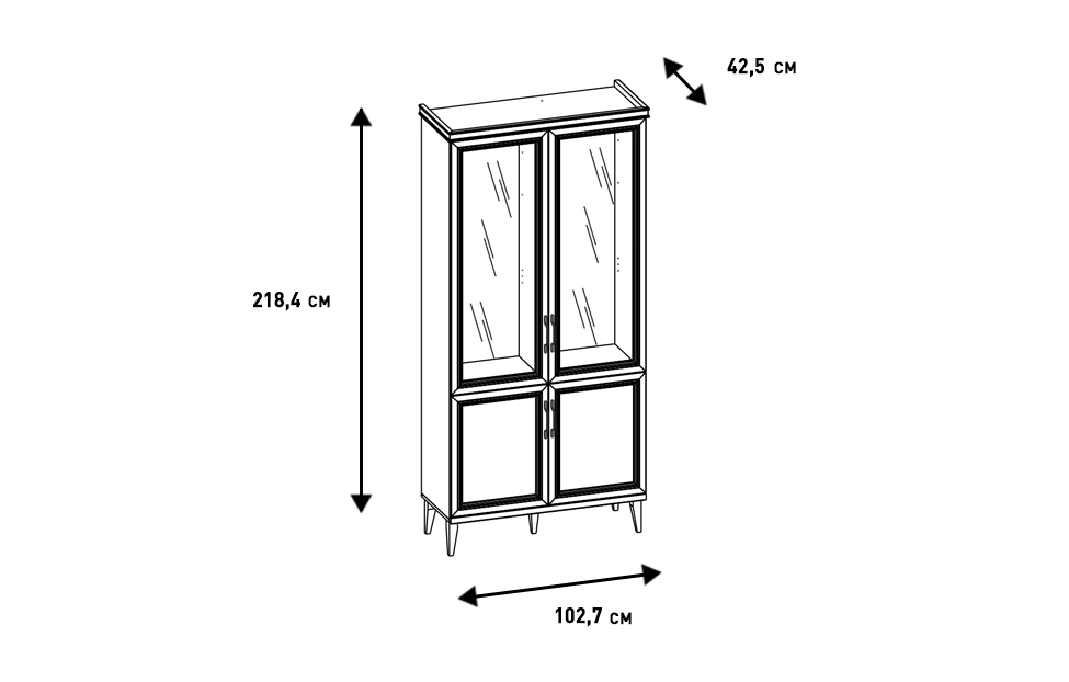 Шкафы-витрины - изображение №8 "Шкаф Орландо с полками из ЛДСП"  на www.Angstrem-mebel.ru