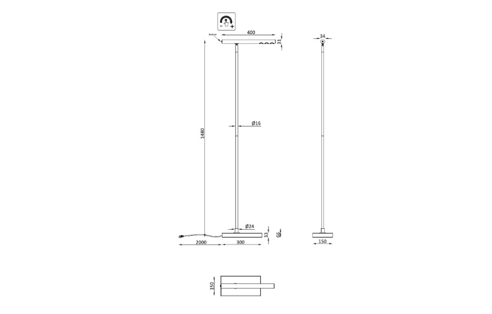 Торшеры - изображение №6 "Торшер Celler L400*W150*H1480 LED*9W"  на www.Angstrem-mebel.ru