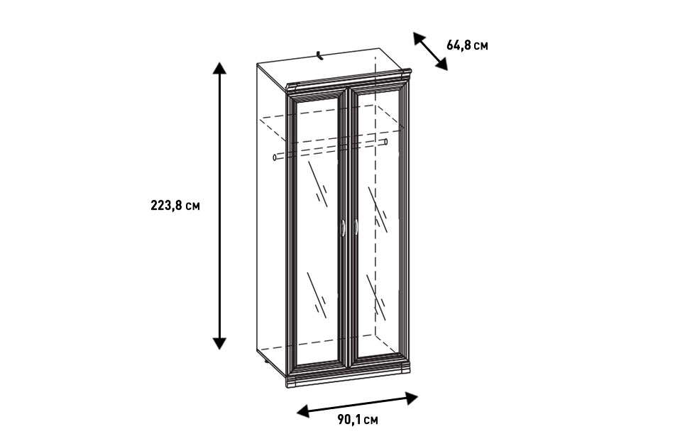 Шкафы платяные - изображение №5 "Шкаф Адажио с полкой и штангой для одежды"  на www.Angstrem-mebel.ru