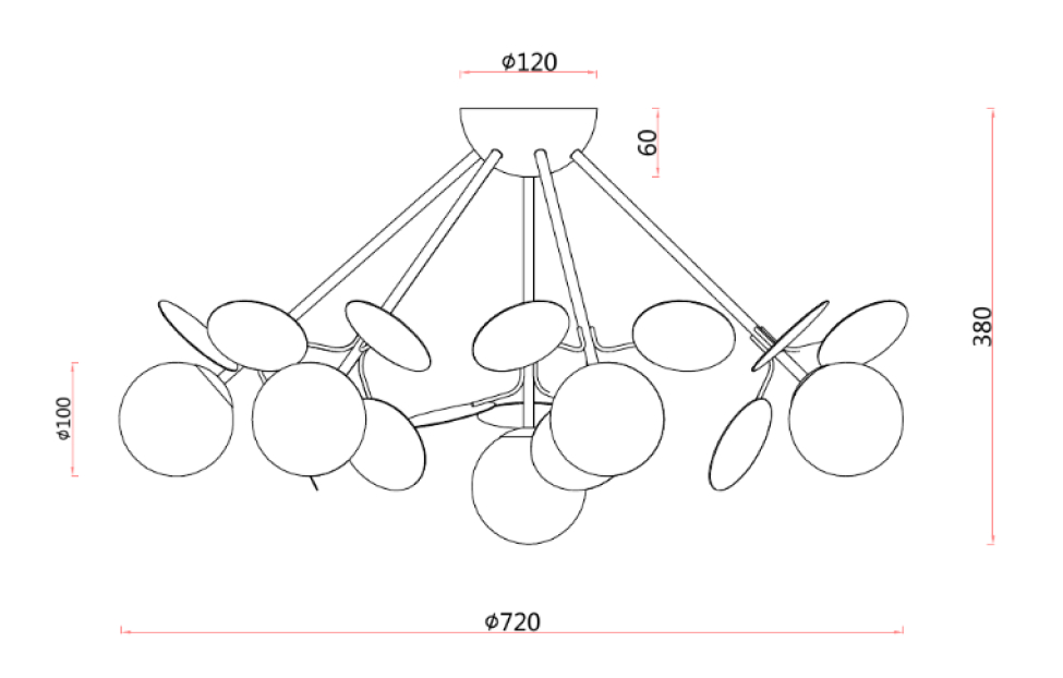 Люстры - изображение №4 "Потолочная люстра Bliss D720*H380 8*G9*25W"  на www.Angstrem-mebel.ru