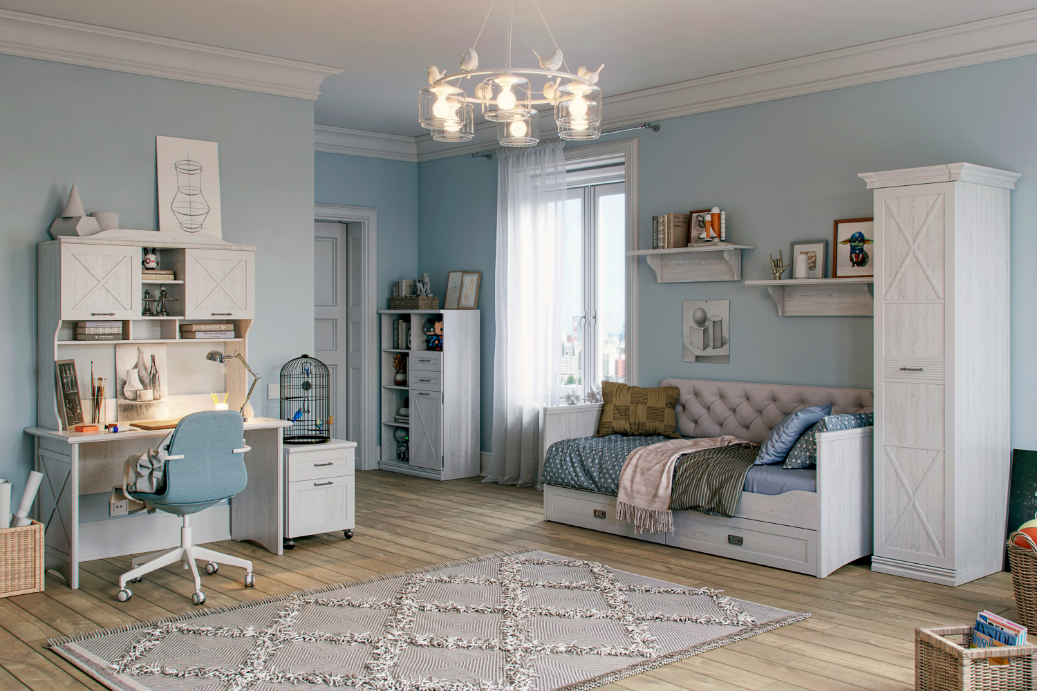 Стеллажи - изображение №5 "Стеллаж-надстройка Кантри с полками"  на www.Angstrem-mebel.ru