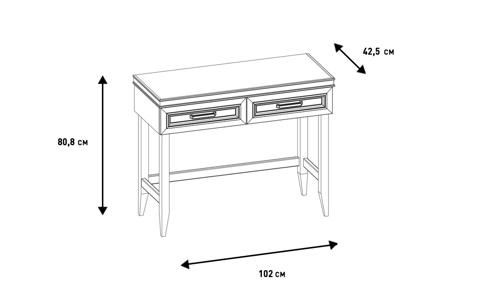 Туалетные столы - изображение №7 "Туалетный стол Орландо с 2-мя выдвижными ящиками"  на www.Angstrem-mebel.ru