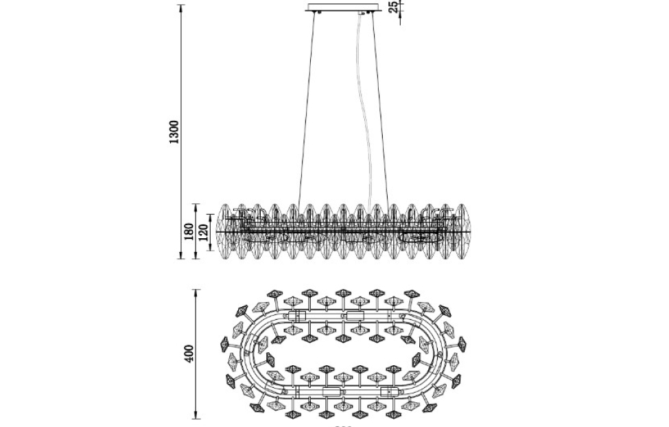 Люстры - изображение №11 "Подвесная люстра Glans L800*W400*H210/1300 8*E14*40W"  на www.Angstrem-mebel.ru