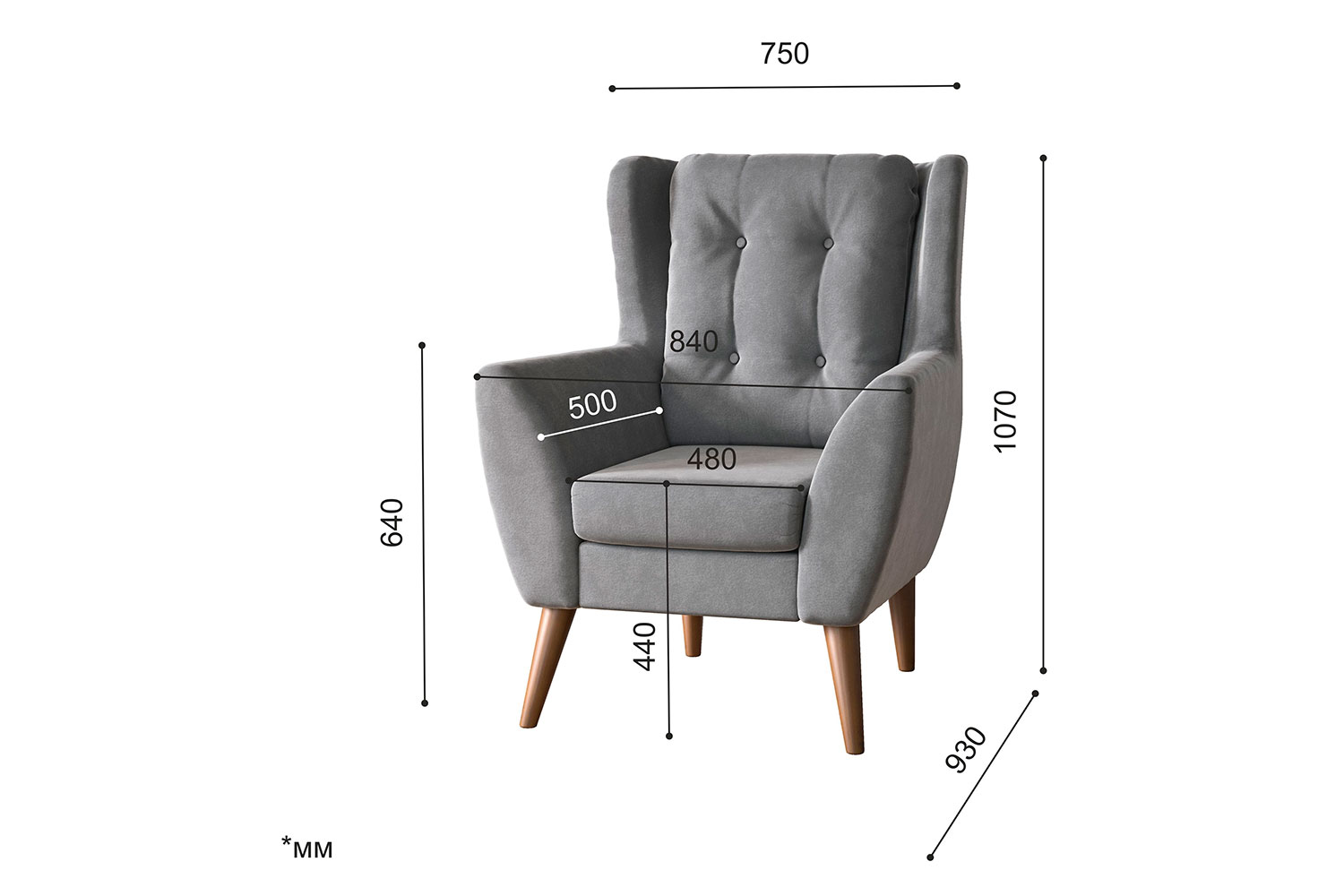 Мягкие кресла - изображение №9 "Кресло Ладога, Д1 (опоры: клен старый)"  на www.Angstrem-mebel.ru