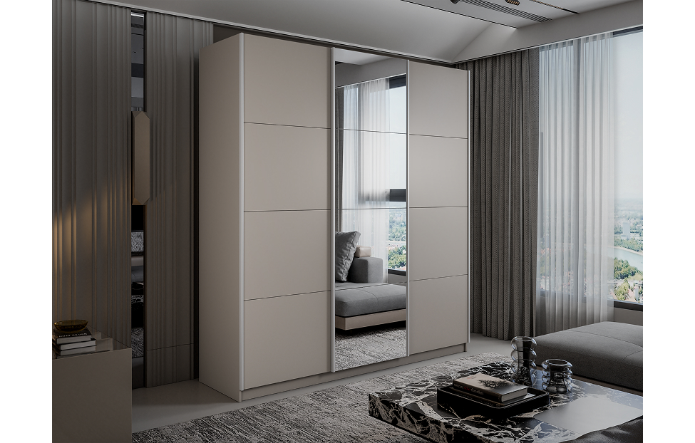 Шкафы-купе - изображение №3 "Шкаф-купе Lux 210x230 с одним зеркалом, кашемир"  на www.Angstrem-mebel.ru