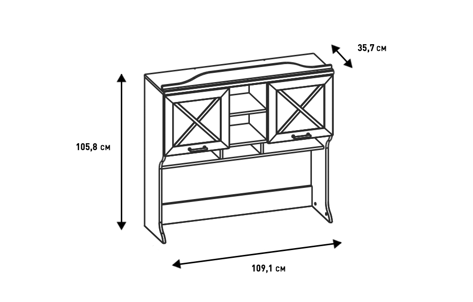 Стеллажи - изображение №6 "Стеллаж-надстройка Кантри с полками"  на www.Angstrem-mebel.ru