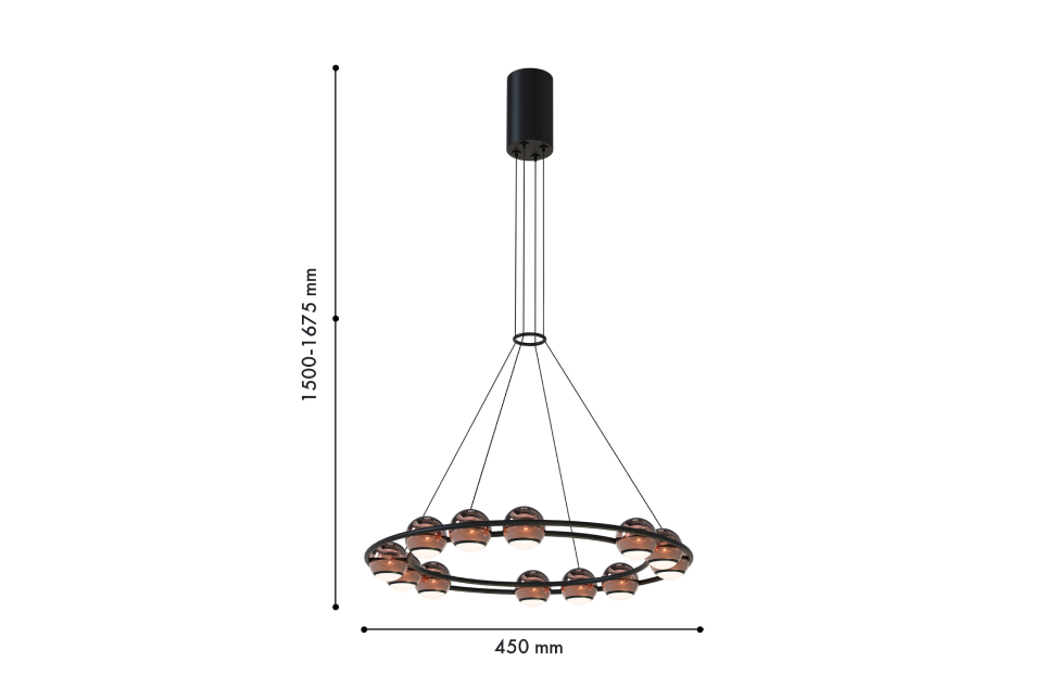 Люстры - изображение №3 "Подвесная люстра Sturm D450*H1500/1675 12*LED*4W"  на www.Angstrem-mebel.ru