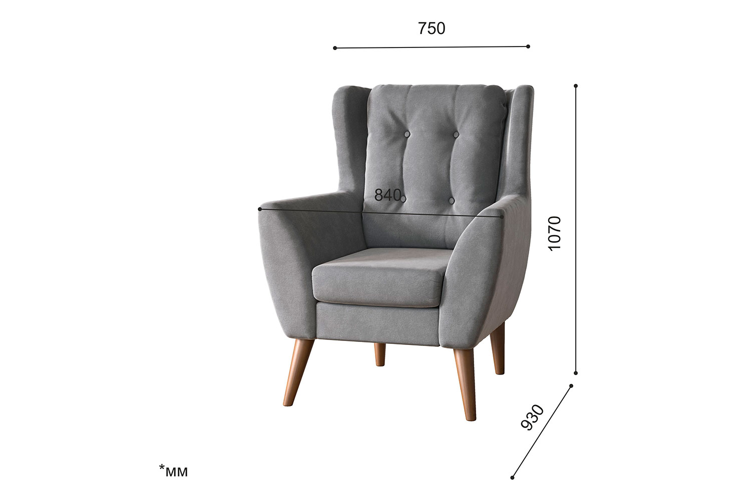 Мягкие кресла - изображение №8 "Кресло Ладога, Д1 (опоры: клен старый)"  на www.Angstrem-mebel.ru