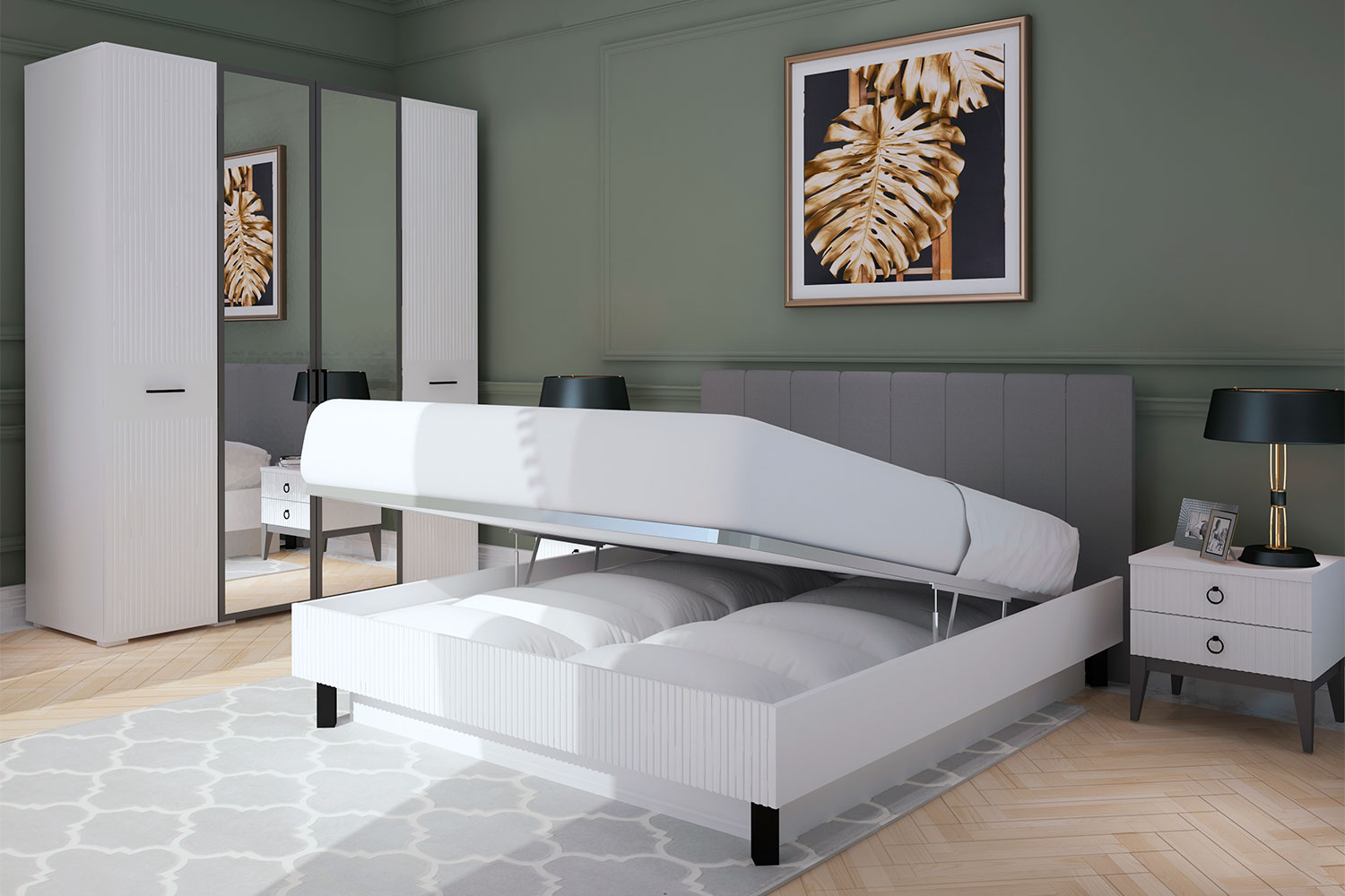 Двуспальные кровати - изображение №4 "Кровать Хилтон с подъемным механизмом"  на www.Angstrem-mebel.ru