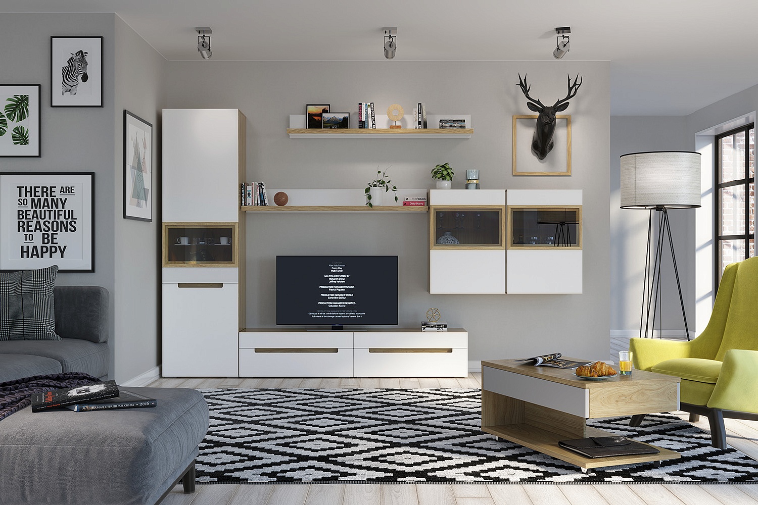 Навесные шкафчики - изображение №5 "Навесной шкаф Анри (левый) АН-411.04 Д1 (Н), Швейцарский вяз"  на www.Angstrem-mebel.ru