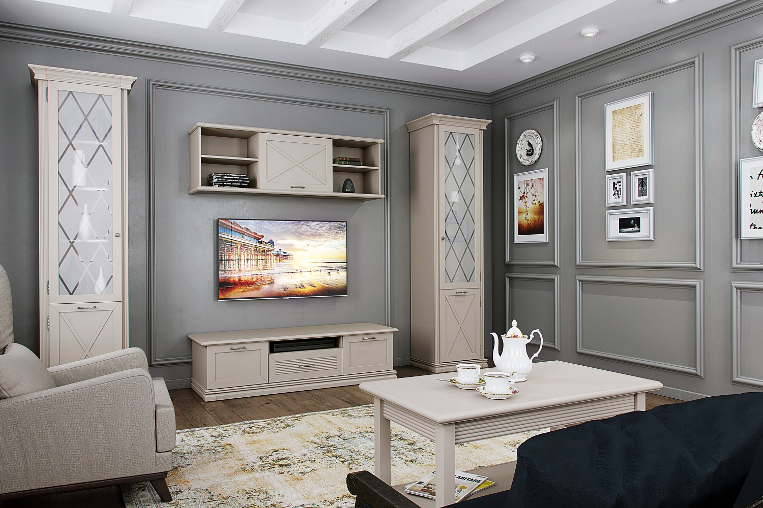 Тумбы под телевизор - изображение №3 "Тумба Кантри под телевизор с выдвижными ящиками"  на www.Angstrem-mebel.ru